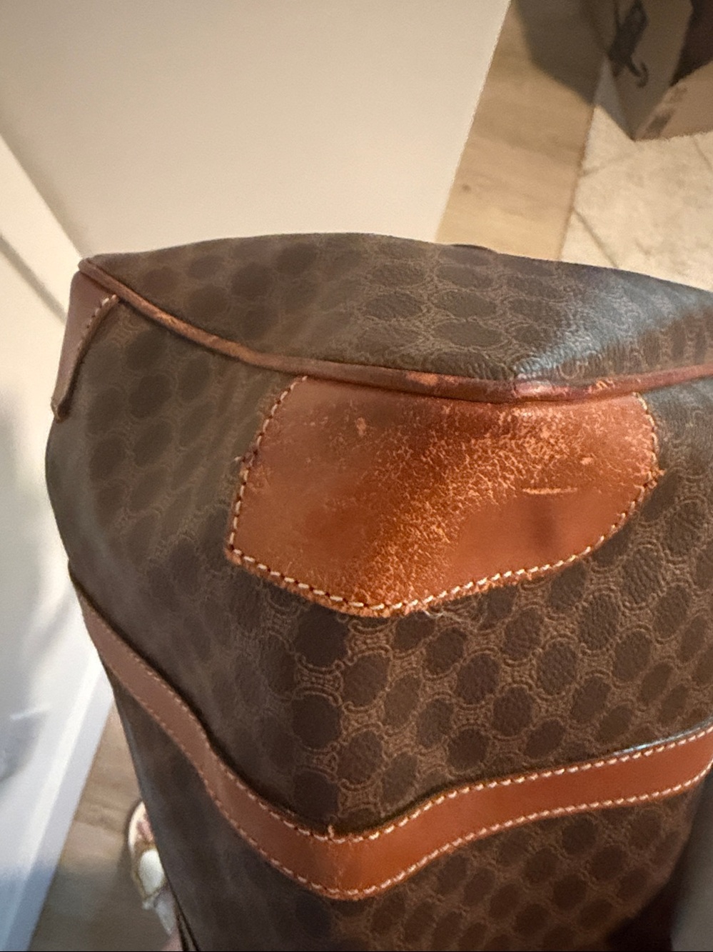 Celine Brown Monogram Boston with Tan Leather Trim - Picture 8 of 12